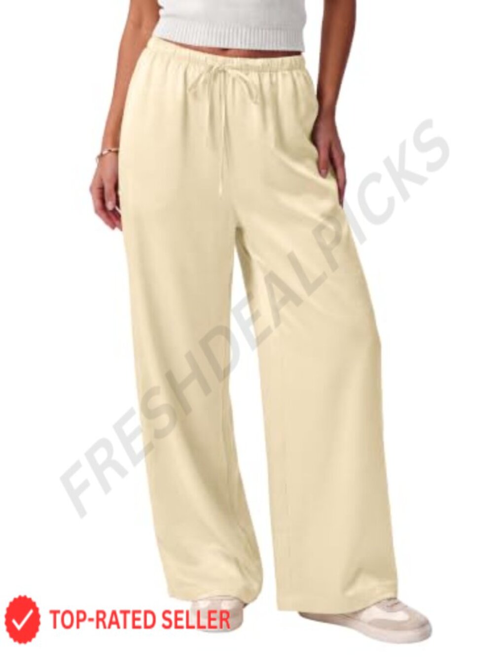 Satin Silk Wide Leg Palazzo Pants with Pockets Flowy